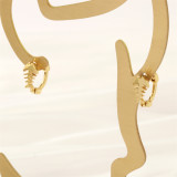 Pendientes chapados en oro de 18K con incrustaciones de hueso de pescado, clip de papel de estilo Simple, 1 par