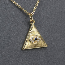 Ojo del diablo Colgante de ojo azul Collar chapado en oro con incrustaciones de cobre y circón