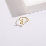 Estilo simple Carta de amor Cobre Chapado en oro Perlas artificiales Anillo abierto 1 pieza