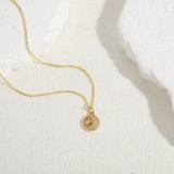 Collar con colgante chapado en oro de 14 quilates con incrustaciones de cobre y pentagrama de estilo clásico elegante