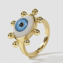 Anillo abierto con ojo del diablo europeo y americano, anillos de cobre creativos para mujer, venta al por mayor