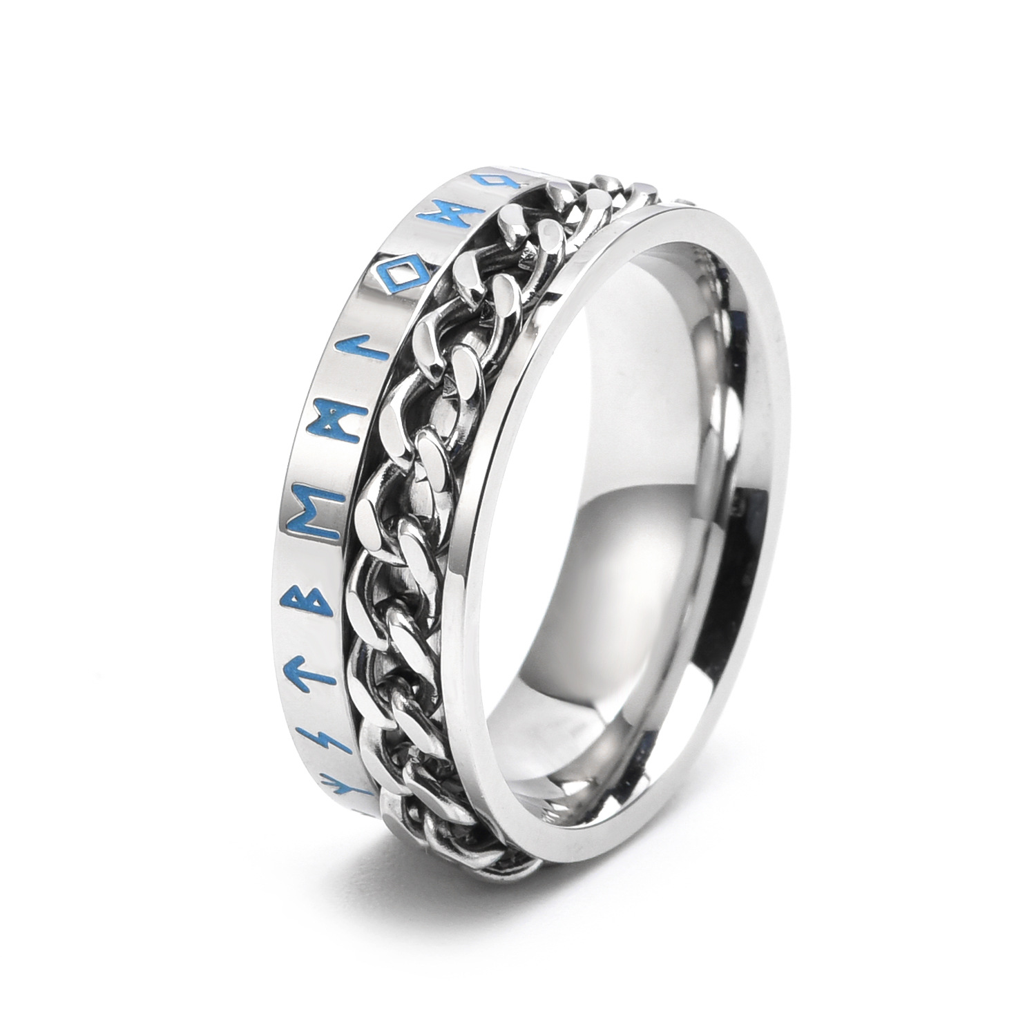 Anillos de metal con revestimiento de acero de titanio geométrico Hip-Hop de 1 pieza