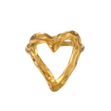 Anillos abiertos chapados en oro retro de 18 quilates con revestimiento de acero inoxidable en forma de corazón