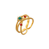 Anillo Abierto Geométrico De Moda Chapado En Acero Inoxidable