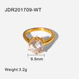 Anillo de moda de acero inoxidable, joyería redonda grande con circonita