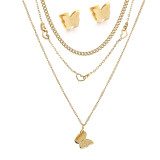 Elegante collar de pendientes chapado en oro de 18 quilates con forma de corazón y estrella de viaje, chapado en capas de acero de titanio