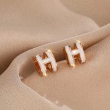 Collar de pendientes de pulseras de esmalte de acero de titanio con letras de estilo simple informal