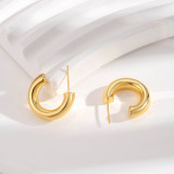 1 par de aretes de cobre en forma de C estilo simple estilo francés