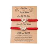 Nueva pulsera trenzada de cuerda roja de sol y luna de acero inoxidable, pulsera de pareja con tema de tarjeta de moda
