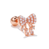 Pendientes con forma de corazón de moda, chapado en cobre, con incrustaciones de perlas artificiales, circón, 1 pieza
