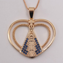 Collar de circón chapado en oro de cobre con forma de corazón de estilo vintage de IG a granel
