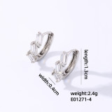1 par de pendientes de aro chapados en oro blanco con incrustaciones de cobre y circonita chapados en oro blanco de estilo sencillo informal