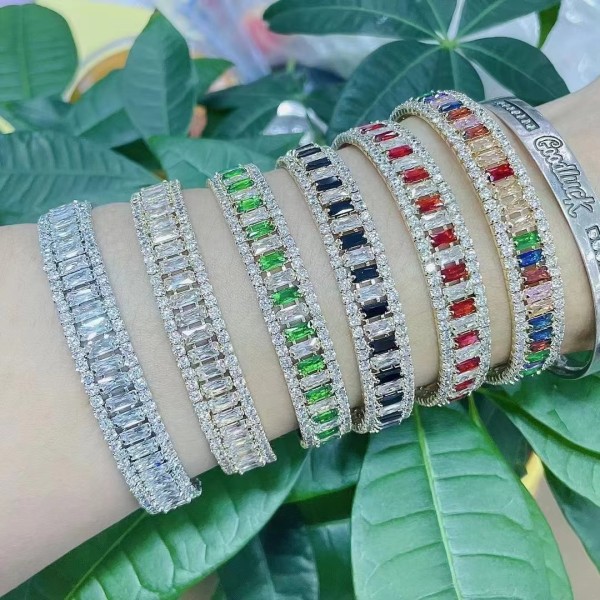 Pulseras De Cobre Con Incrustaciones De Brazalete De Cobre Cuadrado De Moda