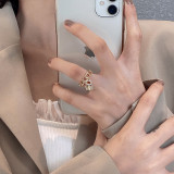 Anillo de circón con microincrustaciones, anillo abierto con cerradura de llave, joyería de personalidad simple de Corea del Sur para mujer