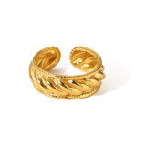 Anillos abiertos chapados en oro de 18K con revestimiento de acero inoxidable de serpiente en forma de corazón de círculo retro