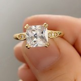 Anillos de circón con incrustaciones de cobre cuadrados de estilo simple