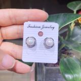 1 par de pendientes de circonita con perlas de cobre con incrustaciones redondas de viaje de estilo Simple