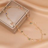 Collar de diamantes de imitación con incrustaciones de cobre y estrella de moda de 1 pieza