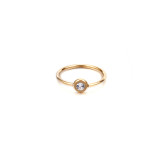 Anillo de dedo índice de oro rosa de acero inoxidable de moda coreana, anillo único ultrafino de circonita trasera