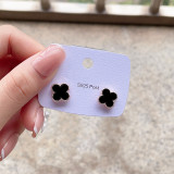 Versión coreana de aretes de flores pequeñas aretes de circonio con incrustaciones de cobre