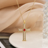 El estilo simple viaja el collar pendiente del Zircon de las perlas artificiales plateadas oro cruzado del cobre 18K a granel