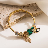 Brazalete de circón de aleación de acero inoxidable con forma de corazón de limón y ojo de diablo estilo INS al por mayor