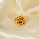 Anillos chapados en oro de 18 quilates con revestimiento de acero inoxidable de color sólido estilo IG al por mayor