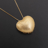 Collar con colgante chapado en oro con incrustaciones de cobre y forma de corazón de estilo simple estilo vintage