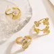 Anillo abierto del Zircon plateado oro 18K del cobre 18K de la mariposa del viaje simple del estilo a granel