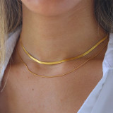 Collares de doble capa chapados en oro de acero inoxidable de color sólido de estilo simple de IG a granel