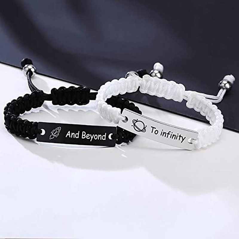 Pulsera trenzada de cuerda de acero inoxidable con letras de estilo simple