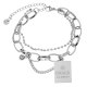 Pulsera doble con colgante de escudo simple de acero inoxidable de moda coreana