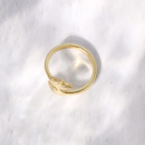 Anillo abierto de cobre con palma de moda, anillos de cobre chapados en oro, 1 pieza