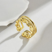 Anillos abiertos chapados en oro de 14 quilates con revestimiento de acero inoxidable ovalado de estilo clásico