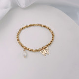 Estilo simple Serpiente Libélula Mariposa Acero inoxidable Chapado con cuentas Ahuecar Pulseras 1 pieza