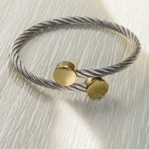 Pulseras de anillos para mujer de acero inoxidable redondas de estilo simple informal