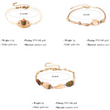 Pulseras chapadas en oro de 18 quilates con revestimiento de acero inoxidable con bloques de color geométrico de estilo vintage