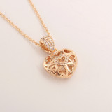 Collar con colgante chapado en oro con incrustaciones de cobre y forma de corazón de estilo simple estilo vintage