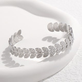 Brazalete chapado en acero inoxidable con hojas de moda 1 pieza