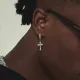 Pendientes colgantes de circonita de cobre con incrustaciones cruzadas de hip-hop de 1 pieza