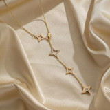 Collar chapado en oro de 18 quilates con incrustaciones de cobre y estrella elegante de Streetwear