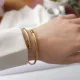 Textura Bombilla Pequeña Línea Elástica Pulsera Apertura Ajustable Acero Titanio