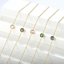 Pulseras chapadas en oro de 18K con diamantes de imitación artificiales con incrustaciones redondas de acero inoxidable de estilo simple y elegante