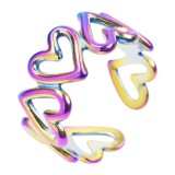 Anillo abierto de acero titanio con forma de corazón estilo francés de 1 pieza al por mayor
