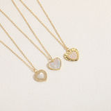 Collar con colgante de circonio y perlas chapado en oro de 14 quilates con forma de corazón de estilo clásico lujoso y elegante a granel