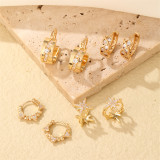 1 par de pendientes chapados en oro blanco con incrustaciones de cobre y circonita, chapados en oro blanco, geométricos brillantes, de estilo Simple
