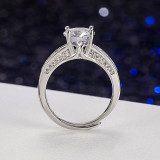 Anillo de cuatro garras Simulación eterna Diamante Boda Moda Anillo con microincrustaciones Joyería