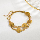 Pulseras chapadas en oro con perlas de imitación de acero inoxidable, ojo del diablo, girasol, Cactus Retro, venta al por mayor