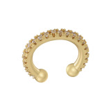 Clips de oreja de circón chapados en oro y cobre con forma de C, estilo simple, 1 par