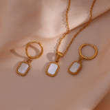 Conjunto de joyas geométricas de acero inoxidable para mujer, collares de acero inoxidable acrílico con revestimiento geométrico de Metal